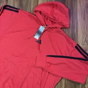 NWT LT Adidas Men's Essentials 3-Stripes French Terry Hoodie Pullover Red Sporty